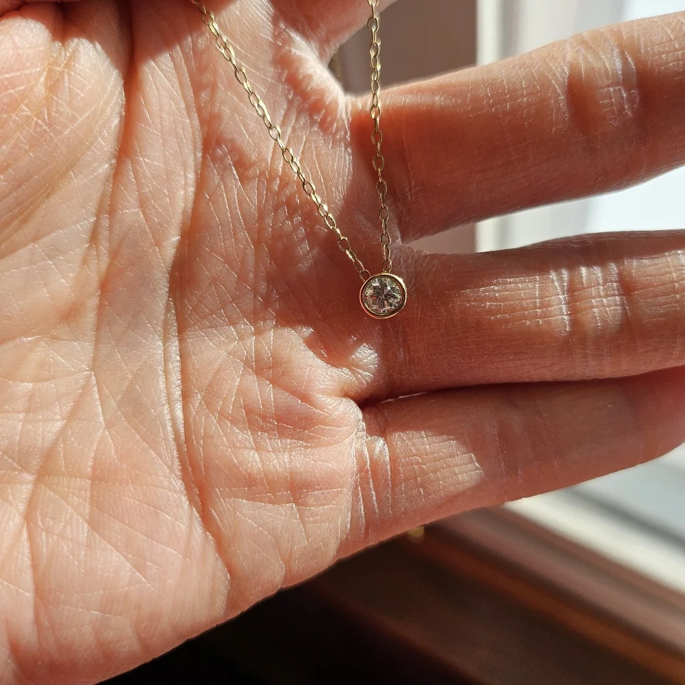 14K Gold Diamond Necklace - Picture 4 of 8